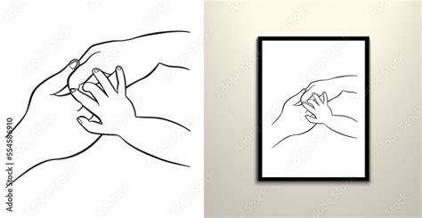 Cute family hands together line art vector drawing Stock Vector | Adobe Stock