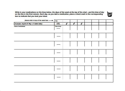 Medication Chart Template Free Download Collection