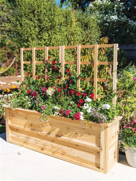 Cascade Tall Cedar Planter Box with Trellis | Gardener's Supply