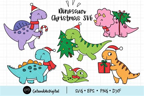 Christmas Dinosaur Svg Graphic by CatAndMe · Creative Fabrica