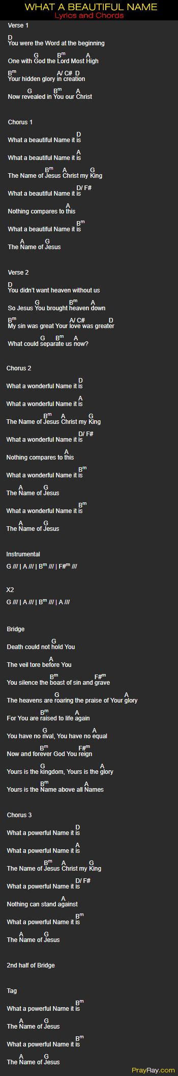 What a beautiful name song lyrics and chords by Hillsong worship