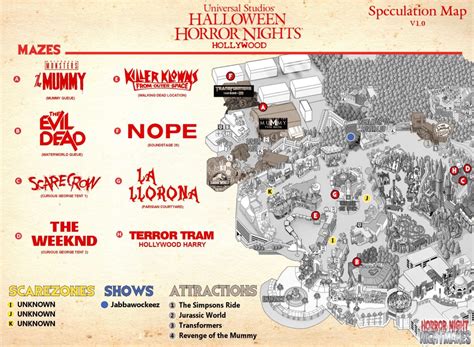 Speculation Map for Halloween Horror Nights Featuring 'Killer Klowns from Outer Space' and ...