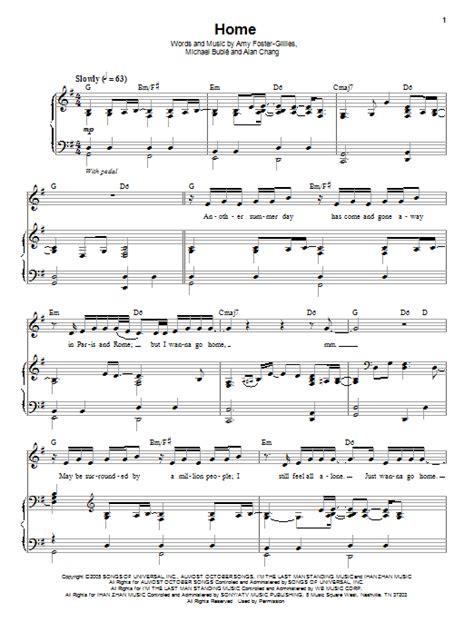 Michael Buble: Home Digital Sheet Music by Michael Buble | Sheet music notes, Sheet music, Sheet ...