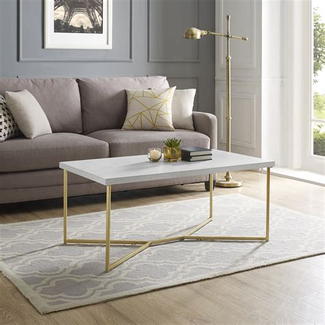 Diana Y-Leg Faux Marble/Gold Coffee Table by Ember Interiors - Walmart.com
