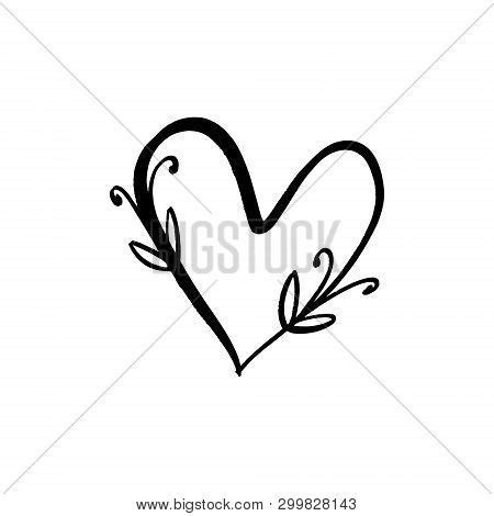 Floral Line Heart Vector & Photo (Free Trial) | Bigstock