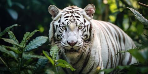 Premium AI Image | White Tiger Natural Habitat Portrait