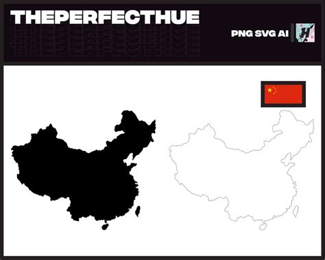 Map of China Silhouette and Outline Vector, Black and White Solid ...