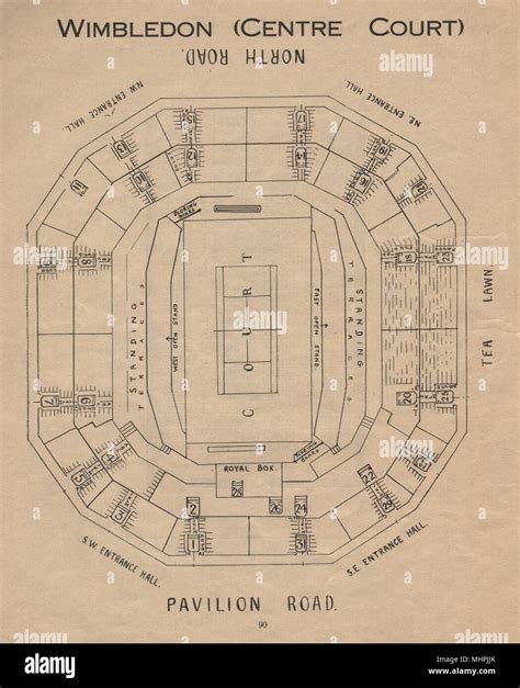 WIMBLEDON CENTRE COURT. Vintage seating plan. Tennis stadium 1936 old ...