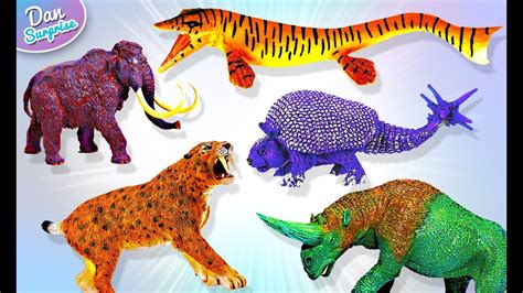 30 Prehistoric Animals - Smilodon, Woolly Mammoth, Dimetrodon, Arsinoitherium, Doedicurus - YouTube