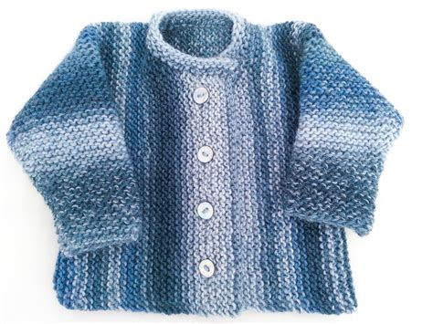 KNITTING PATTERN , Garter Stitch Baby Cardigan, One Piece Baby Sweater , 5 Sizes, Easy Pattern ...