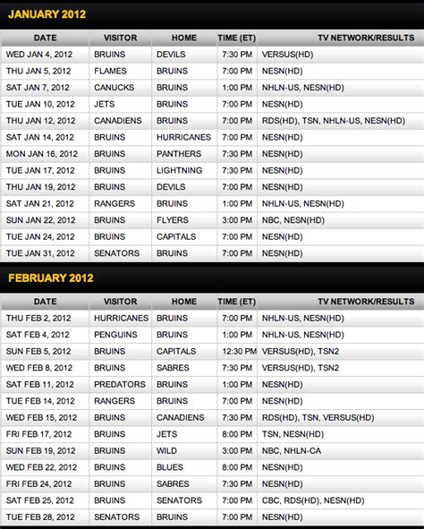 2011/2012 Boston Bruins Schedule | BruinsLife.com - Boston Bruins Fan Site, Blog, T-shirts