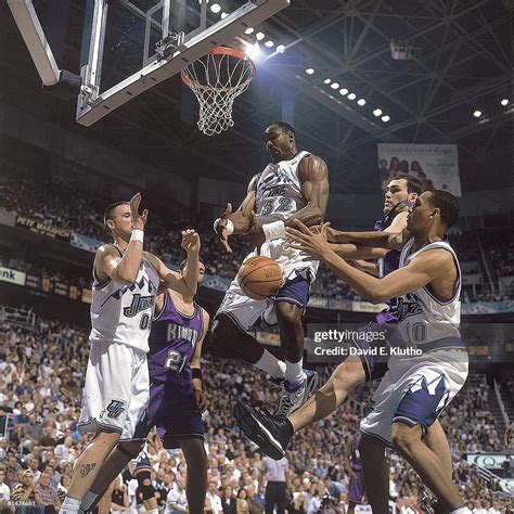 playoffs, Utah Jazz Karl Malone in action, losing ball as Greg... News Photo - Getty Images