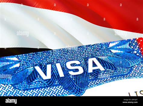 Yemen Visa. Travel to Yemen focusing on word VISA, 3D rendering. Yemen ...