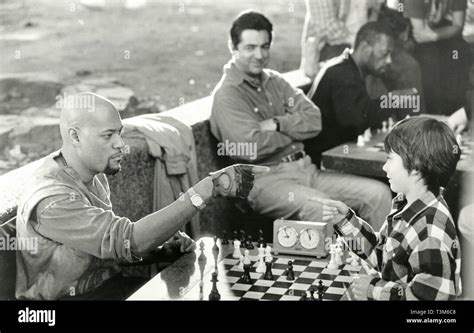 Laurence Fishburne, Joe Mantegna, and Max Pomeranc in the movie Searching for Bobby Fisher, 1993 ...