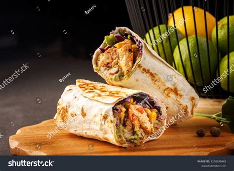 Chicken Burrito Burritos Chicken Vegetables Wooden Stock Photo 2238599965 | Shutterstock