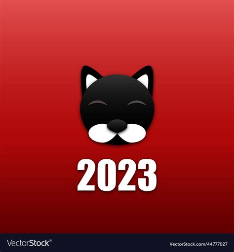 Muzzle of a black cat new year 2023 Royalty Free Vector