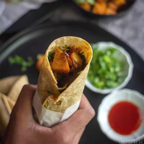 Roti Rolls with Potato Curry | Potato Chapati Roll - Vidhya’s Vegetarian Kitchen