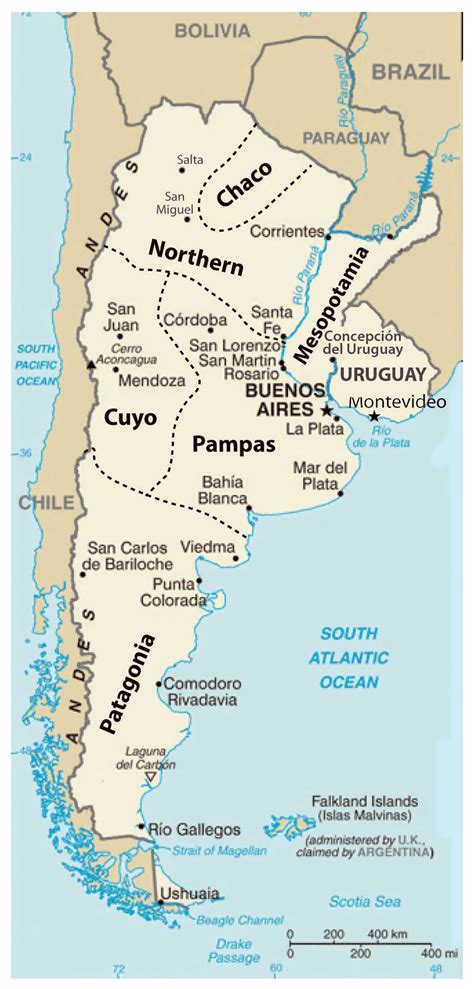 Detailed regions map of Argentina | Argentina | South America ...