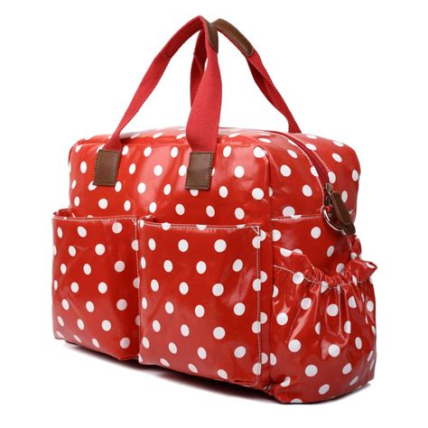 L1501D2 - Miss Lulu Maternity Baby Changing Bag Polka Dot Red