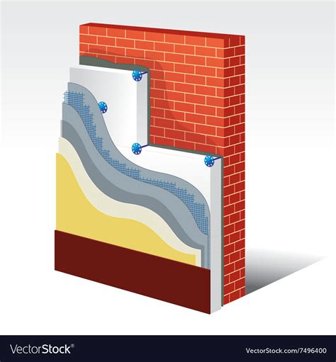 Polystyrene thermal insulation layered scheme Vector Image