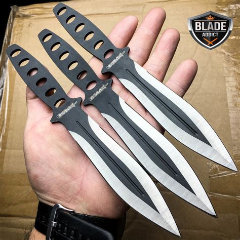 3 Pc 8" Ninja Tactical Combat Naruto Kunai Throwing Knife Set w/ Sheath ...