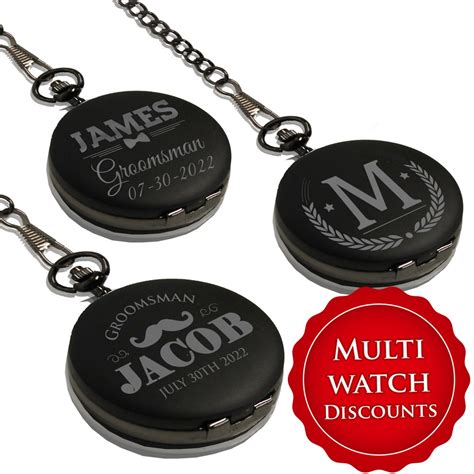 Personalized Pocket Watch, Black Pocket Watch, Engraved Pocket Watch ...