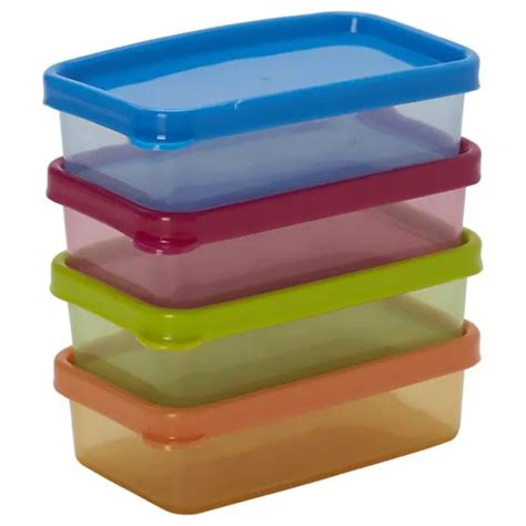 Godani Assorted Colour Rectangular Small Plastic Container 120 ml (Set of 4) - JioMart