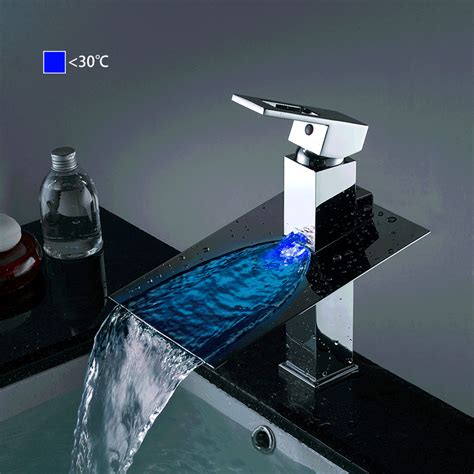 LED Waterfall Faucet 3 Colors changed by Water Temperature - Lavish Land