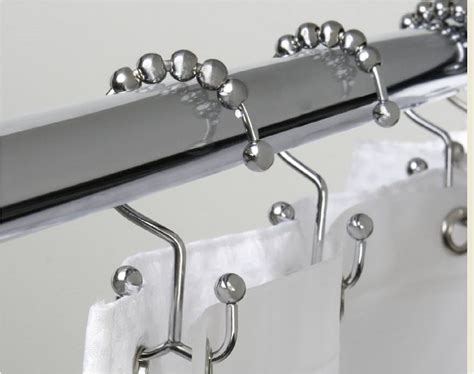 Metal Shower Curtain Ring 12 Pack Bathroom Chrome Hook Set Heavy Duty ...