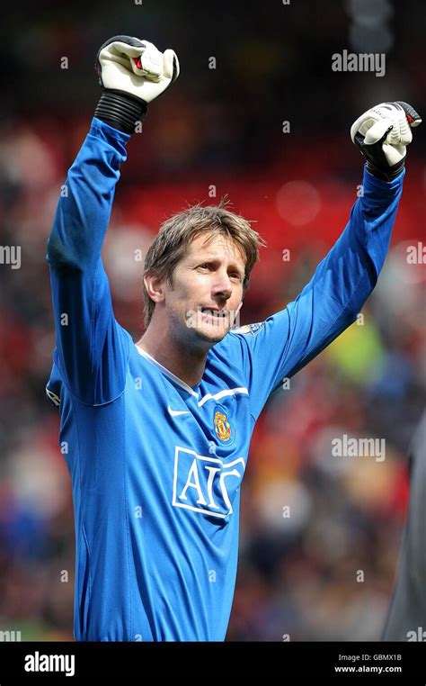 Manchester United goalkeeper Edwin Van der Sar celebrates after the ...