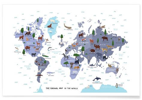 Animal World Map Print poster | JUNIQE