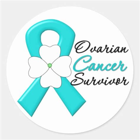 Ovarian Cancer Survivor Flower Ribbon Classic Round Sticker | Zazzle