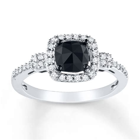 Jared - Black Diamond Ring 1 ct tw Cushion-cut 14K White Gold