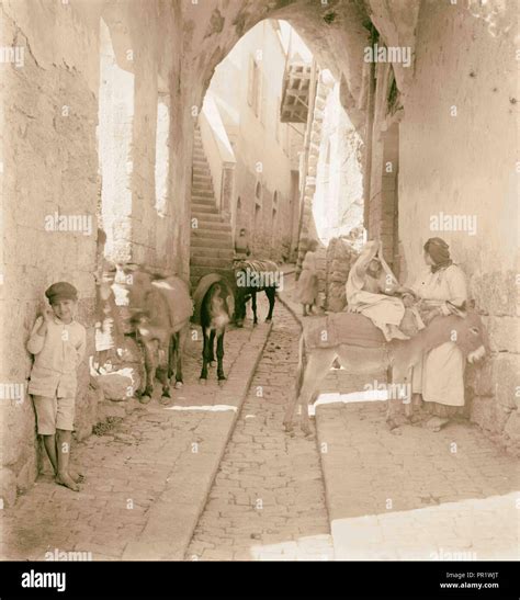 Nazareth, old city street. 1898, Israel, Nazareth Stock Photo - Alamy