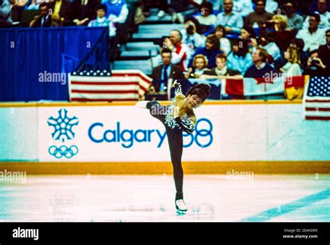 Debi Thomas (USA) competing in the Ladies Figure Skating Short Program ...