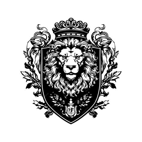 Premium Vector | Royal heraldic lion vintage logo line art concept ...