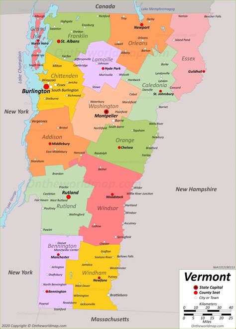 Vermont State Map With Towns | Island Maps