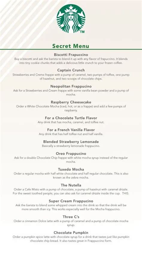 The Secret Menu At Starbucks | Starbucks recipes, Starbucks secret menu recipes, Starbucks ...