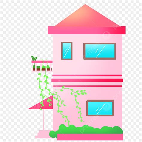 Pink House PNG Image, Pink Cartoon House Illustration, Pink, Bungalow ...