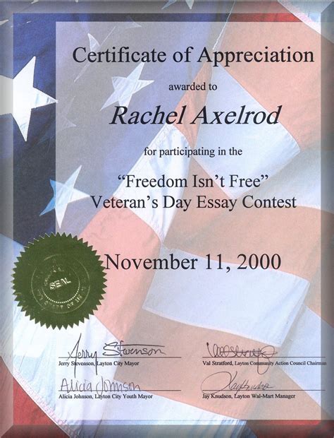 Military Veterans Free Printable Veterans Day Certificates