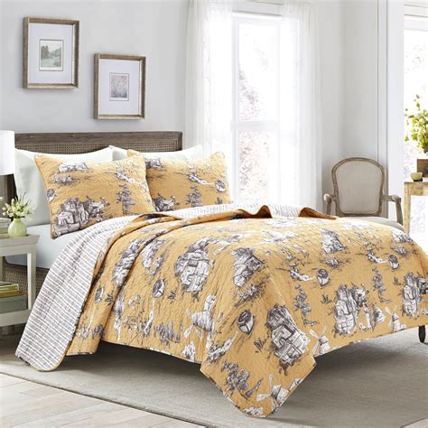 Lush Decor Toile Cotton Reversible Quilts, Full/Queen, 3-Pieces ...