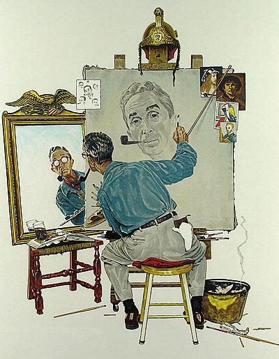 Norman Rockwell, Triple Self Portrait, Lithograph on Paper, Limited Edition