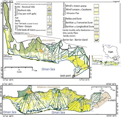 Geomorphological map of Western Makran Coastal Plain (after Akbarian ...