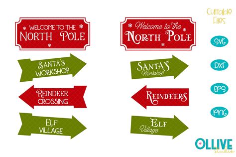 Christmas North Pole Signs SVG Bundle (825676) | Cut Files | Design Bundles