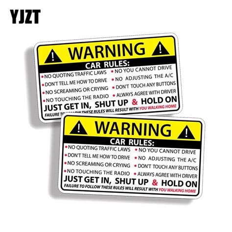 YJZT 2X 10.2CM*5.7CM Car Safety Warning Rules Decal PVC Car Sticker 12 0585-in Car Stickers from ...