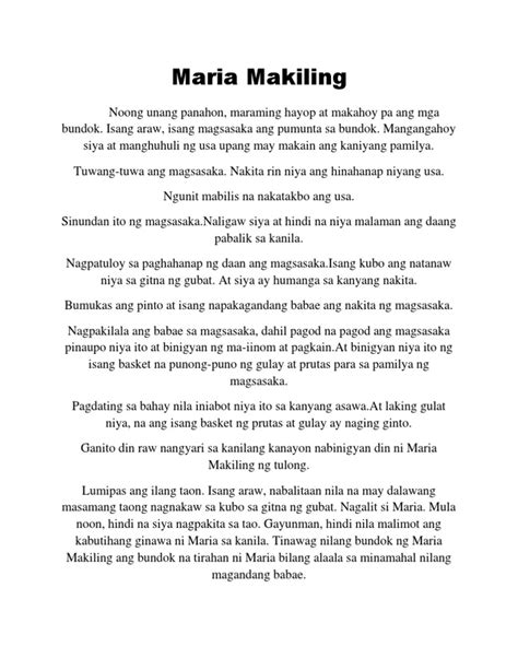 buod ng maria makiling