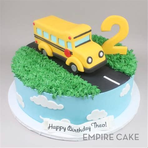 School Bus, Number and Buttercream Grass - Empire Cake