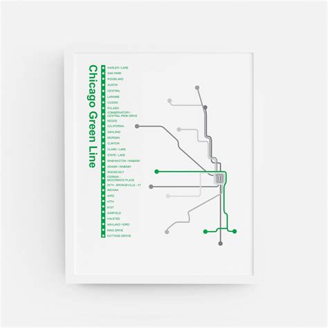 Chicago Green Line CTA Transit Map Thiscitymaps - Etsy