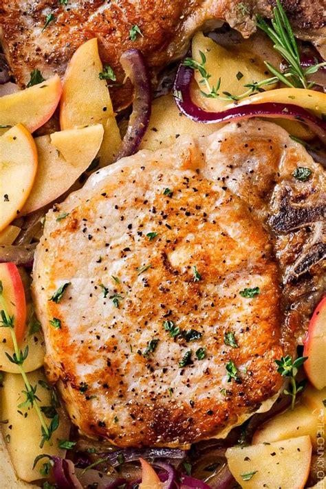 One Pan Pork Chops with Apples and Onions - The Chunky Chef