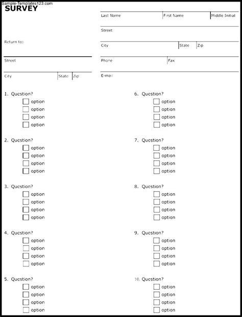 Sample Survey Form Template - Sample Templates - Sample Templates